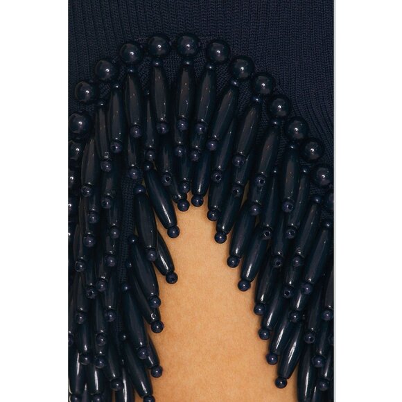 Cult Gaia Arvid Short Knit Skirt in Evening Blue X-Small New Womens Beaded Mini - Picture 8 of 16